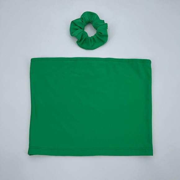 Reworked 1/1 Tube Top and Scrunchie Set Green Small - Picture 1 of 3